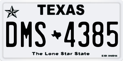 TX license plate DMS4385