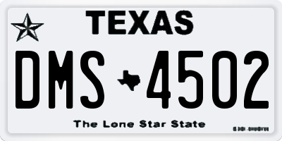 TX license plate DMS4502