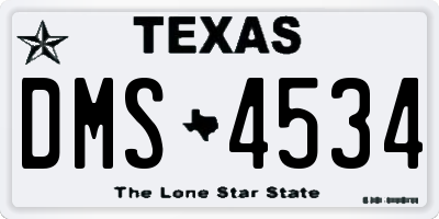 TX license plate DMS4534