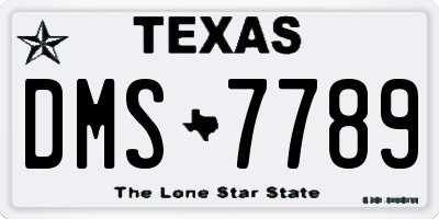 TX license plate DMS7789