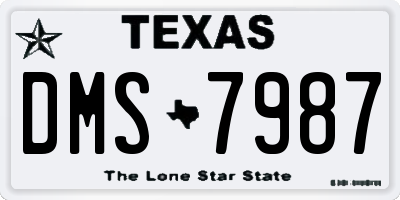 TX license plate DMS7987