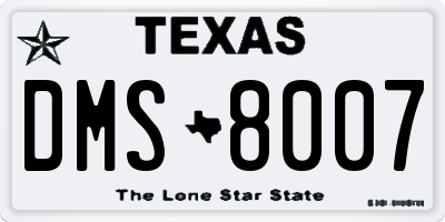 TX license plate DMS8007