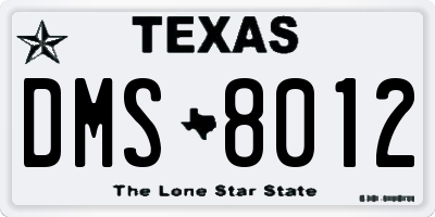 TX license plate DMS8012