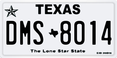 TX license plate DMS8014