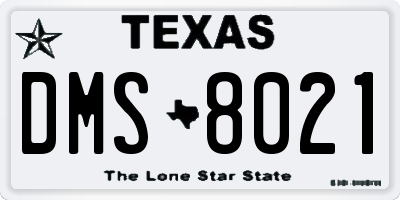 TX license plate DMS8021