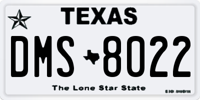 TX license plate DMS8022