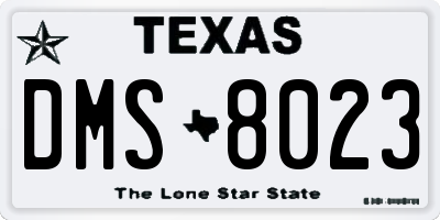 TX license plate DMS8023