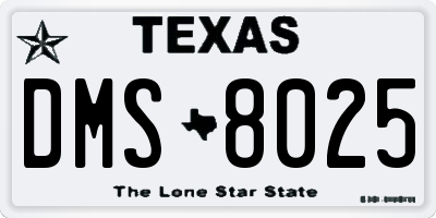 TX license plate DMS8025