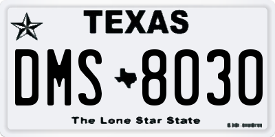 TX license plate DMS8030