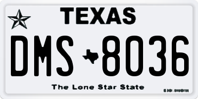 TX license plate DMS8036