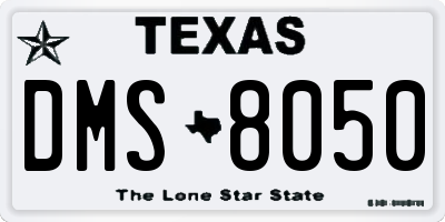 TX license plate DMS8050