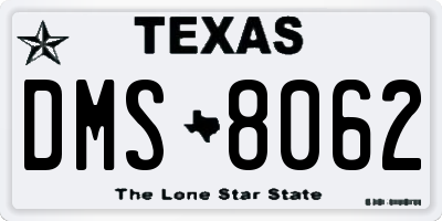 TX license plate DMS8062