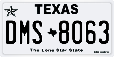 TX license plate DMS8063