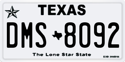 TX license plate DMS8092