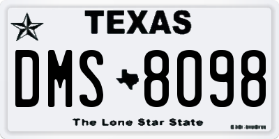 TX license plate DMS8098