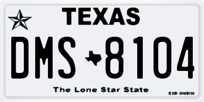 TX license plate DMS8104