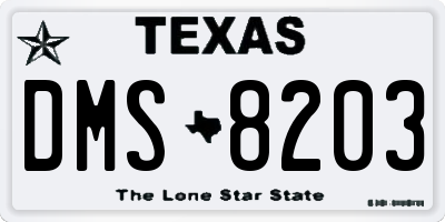 TX license plate DMS8203