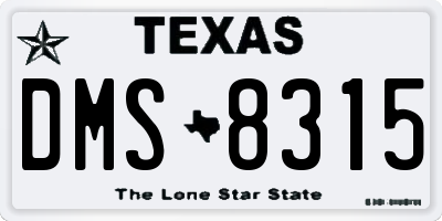 TX license plate DMS8315