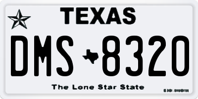 TX license plate DMS8320