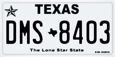 TX license plate DMS8403