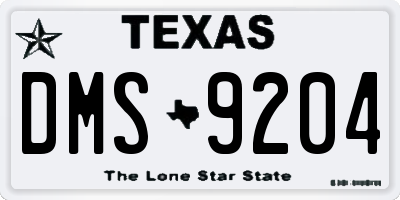 TX license plate DMS9204