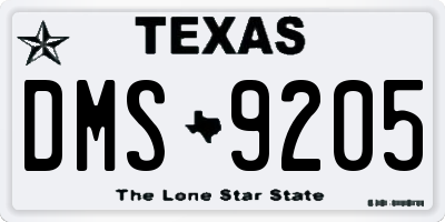 TX license plate DMS9205