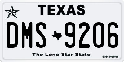 TX license plate DMS9206