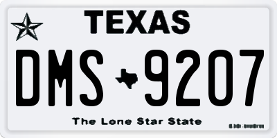 TX license plate DMS9207