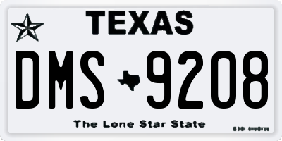 TX license plate DMS9208