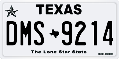 TX license plate DMS9214