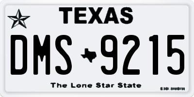 TX license plate DMS9215