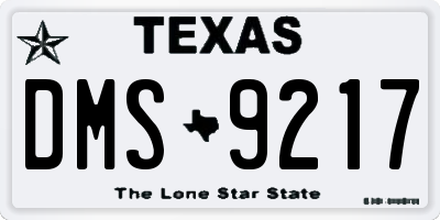 TX license plate DMS9217