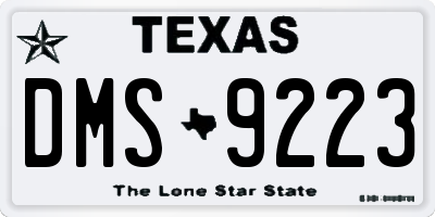 TX license plate DMS9223