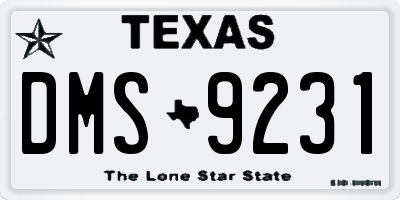 TX license plate DMS9231