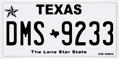 TX license plate DMS9233