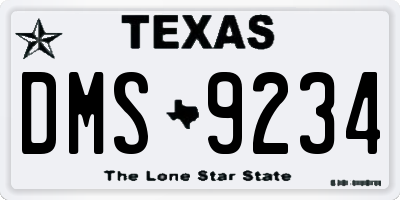 TX license plate DMS9234