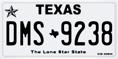 TX license plate DMS9238