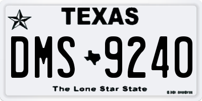 TX license plate DMS9240