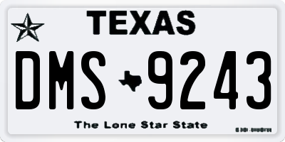 TX license plate DMS9243