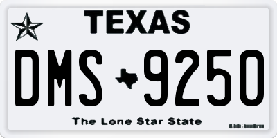 TX license plate DMS9250