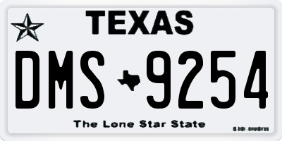 TX license plate DMS9254