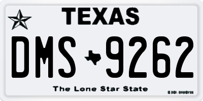 TX license plate DMS9262