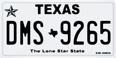 TX license plate DMS9265