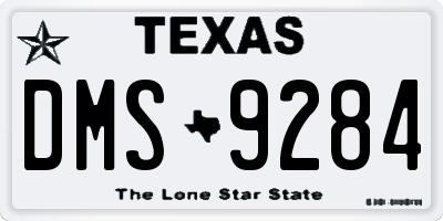 TX license plate DMS9284