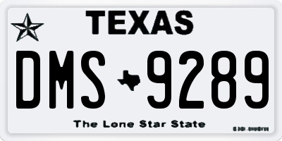 TX license plate DMS9289