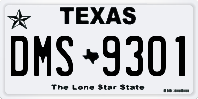 TX license plate DMS9301