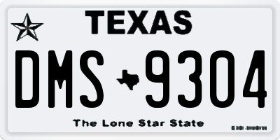 TX license plate DMS9304