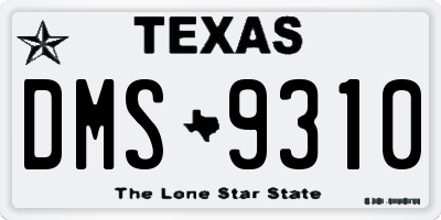 TX license plate DMS9310