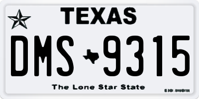 TX license plate DMS9315