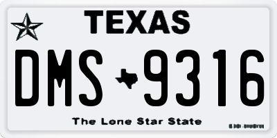 TX license plate DMS9316